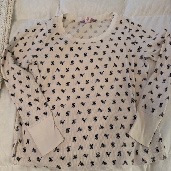 Victoria's Secret White and Black VS Pajama Set - Picture 2 of 4